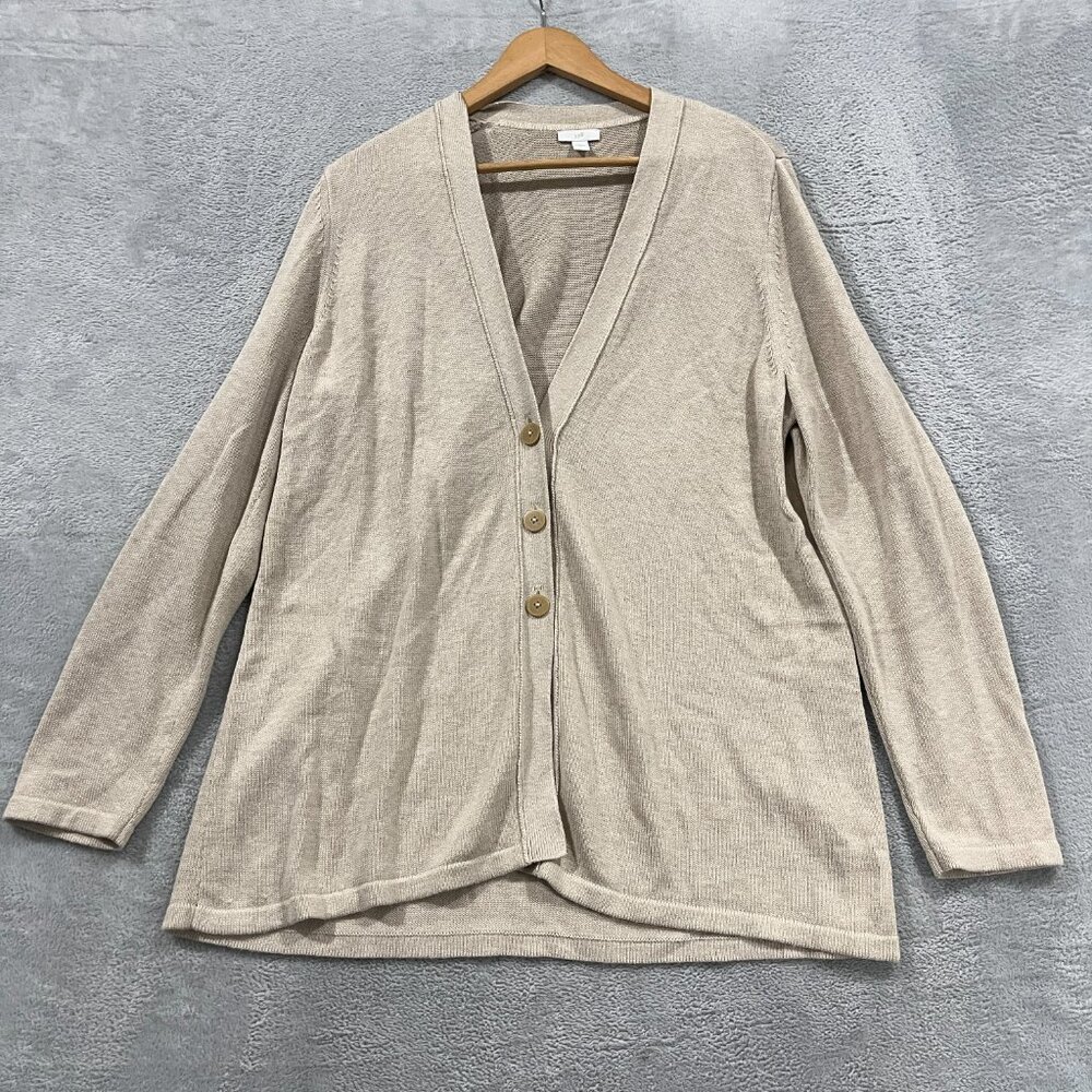 J Jill Cardgian Womens Large Wool Button‎ Front Sweater Academia Cottage